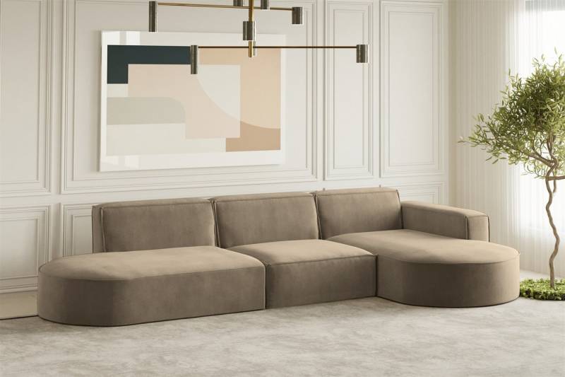 Fun Möbel Ecksofa Designersofa PALMA mit Ottomane in Stoff Noel oder Scala, Ottomane links oder rechts, Rundumbezug von Fun Möbel