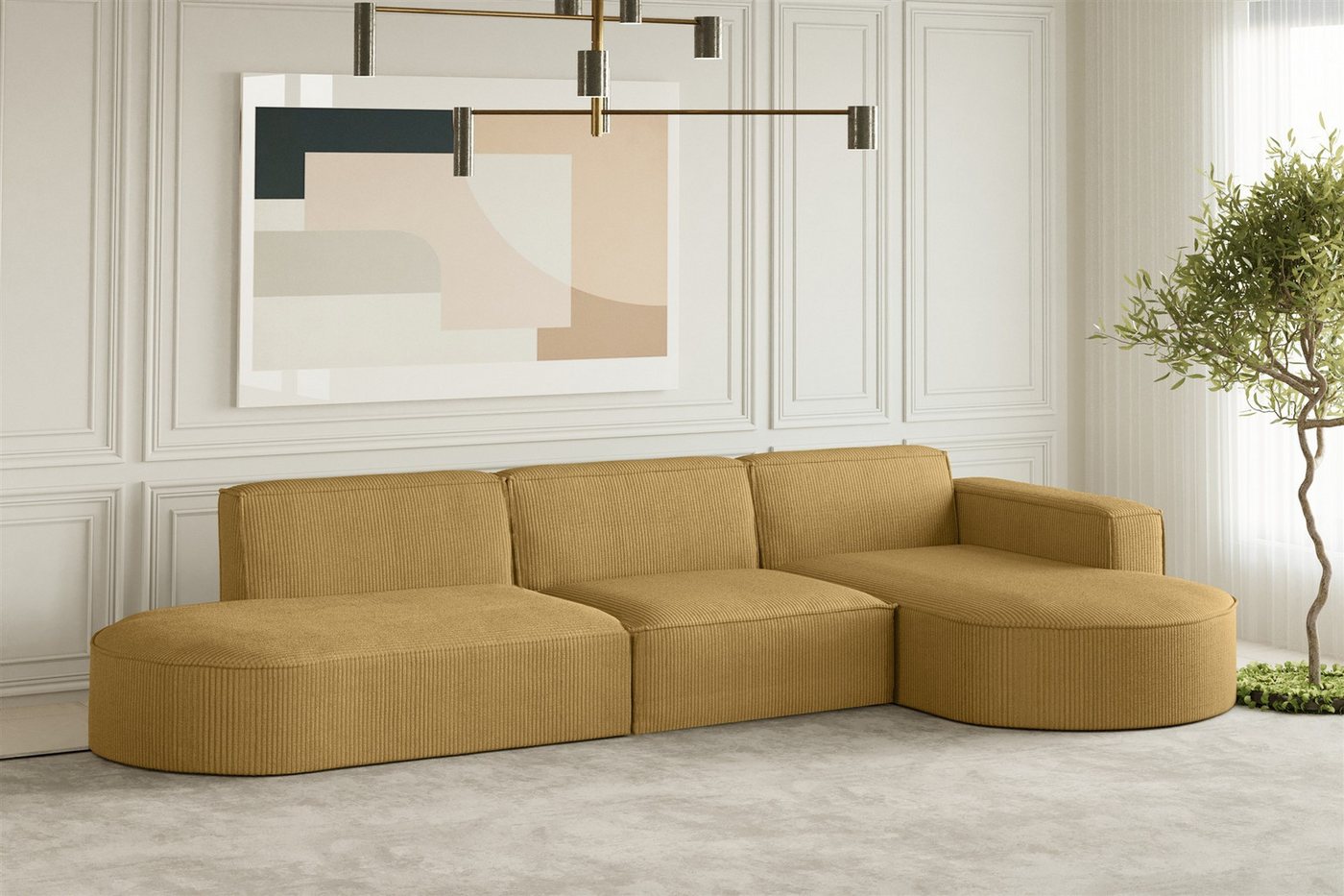 Fun Möbel Ecksofa Designersofa PALMA mit Ottomane in Stoff Noel oder Scala, Ottomane links oder rechts, Rundumbezug von Fun Möbel