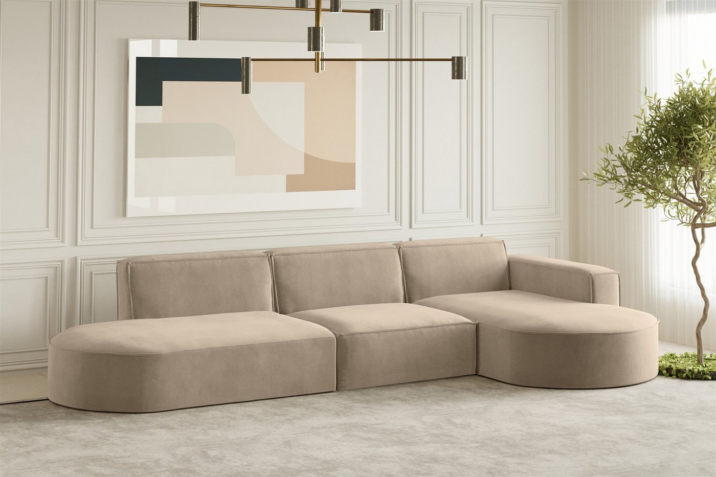 Fun Möbel Ecksofa Designersofa PALMA mit Ottomane in Stoff Noel oder Scala, Ottomane links oder rechts, Rundumbezug Fun Möbel Ecksofa Designersofa PALMA mit Ottomane in Stoff Noel oder Scala, Ottomane links oder rechts, Rundumbezug von Fun Möbel