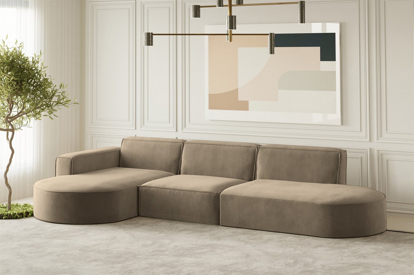 Fun Möbel Ecksofa Designersofa PALMA mit Ottomane in Stoff Noel oder Scala, Ottomane links oder rechts, Rundumbezug Fun Möbel Ecksofa Designersofa PALMA mit Ottomane in Stoff Noel oder Scala, Ottomane links oder rechts, Rundumbezug von Fun Möbel