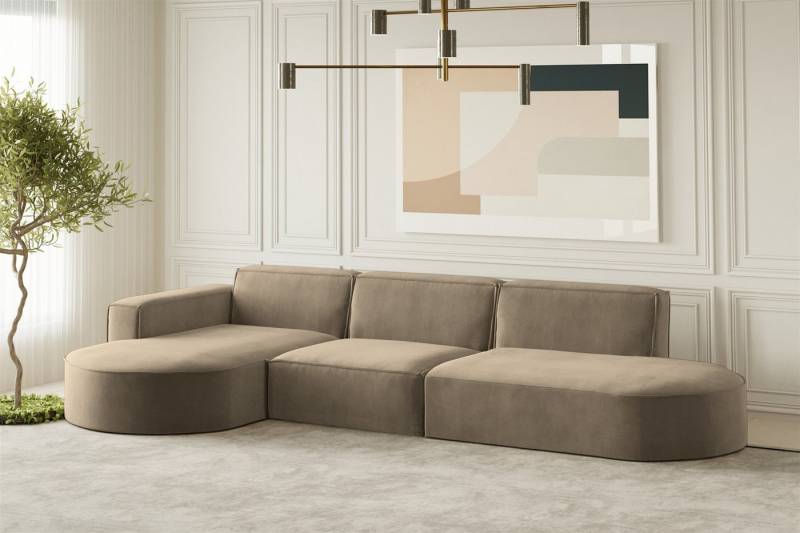 Fun Möbel Ecksofa Designersofa PALMA mit Ottomane in Stoff Noel oder Scala, Ottomane links oder rechts, Rundumbezug von Fun Möbel