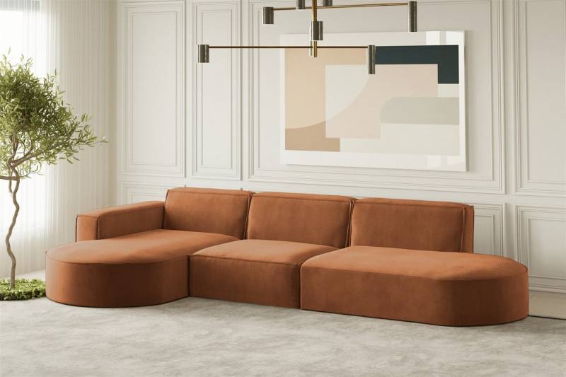 Fun Möbel Ecksofa Designersofa PALMA mit Ottomane in Stoff Noel oder Scala, Ottomane links oder rechts, Rundumbezug von Fun Möbel