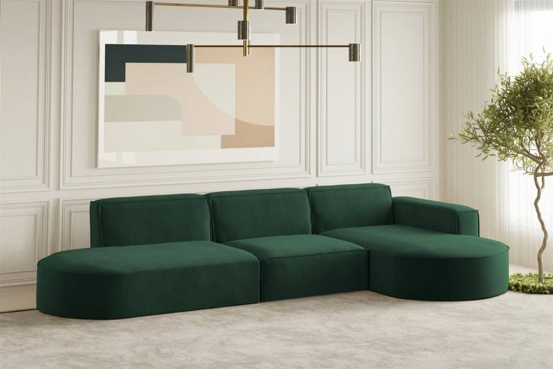 Fun Möbel Ecksofa Designersofa PALMA mit Ottomane in Stoff Noel oder Scala, Ottomane links oder rechts, Rundumbezug von Fun Möbel