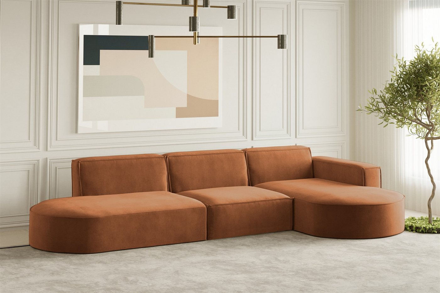 Fun Möbel Ecksofa Designersofa PALMA mit Ottomane in Stoff Noel oder Scala, Ottomane links oder rechts, Rundumbezug Fun Möbel Ecksofa Designersofa PALMA mit Ottomane in Stoff Noel oder Scala, Ottomane links oder rechts, Rundumbezug von Fun Möbel
