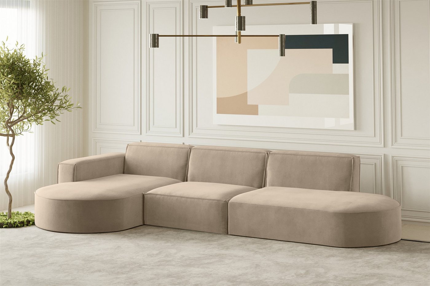 Fun Möbel Ecksofa Designersofa PALMA mit Ottomane in Stoff Noel oder Scala, Ottomane links oder rechts, Rundumbezug Fun Möbel Ecksofa Designersofa PALMA mit Ottomane in Stoff Noel oder Scala, Ottomane links oder rechts, Rundumbezug von Fun Möbel