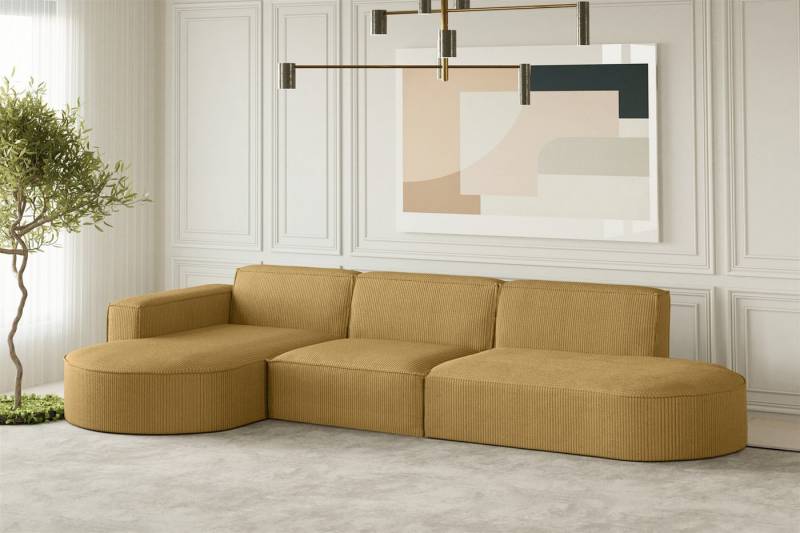 Fun Möbel Ecksofa Designersofa PALMA mit Ottomane in Stoff Noel oder Scala, Ottomane links oder rechts, Rundumbezug von Fun Möbel
