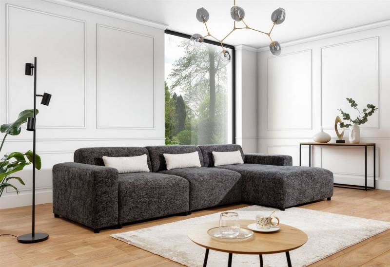 Fun Möbel Ecksofa Designersofa ROMY MAX in Stoff Enjoy Me, Ottomane rechts oder links, inkl. 3 Zierkissen von Fun Möbel
