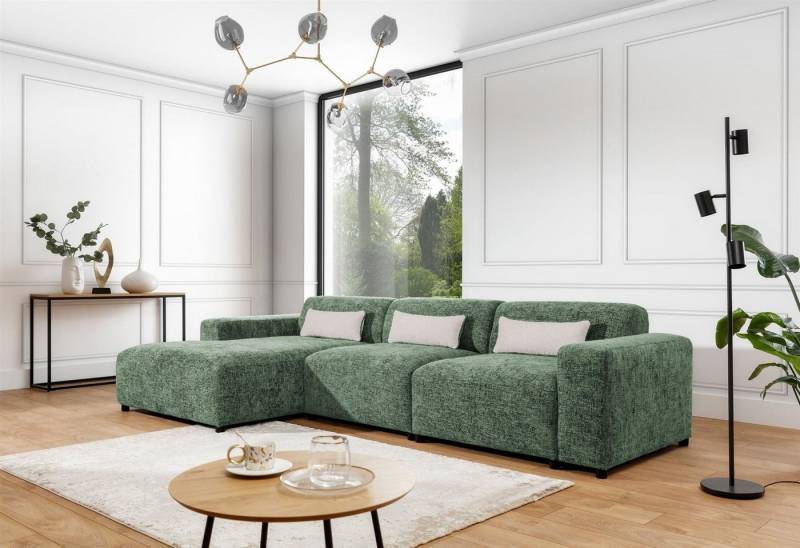 Fun Möbel Ecksofa Designersofa ROMY MAX in Stoff Enjoy Me, Ottomane rechts oder links, inkl. 3 Zierkissen von Fun Möbel