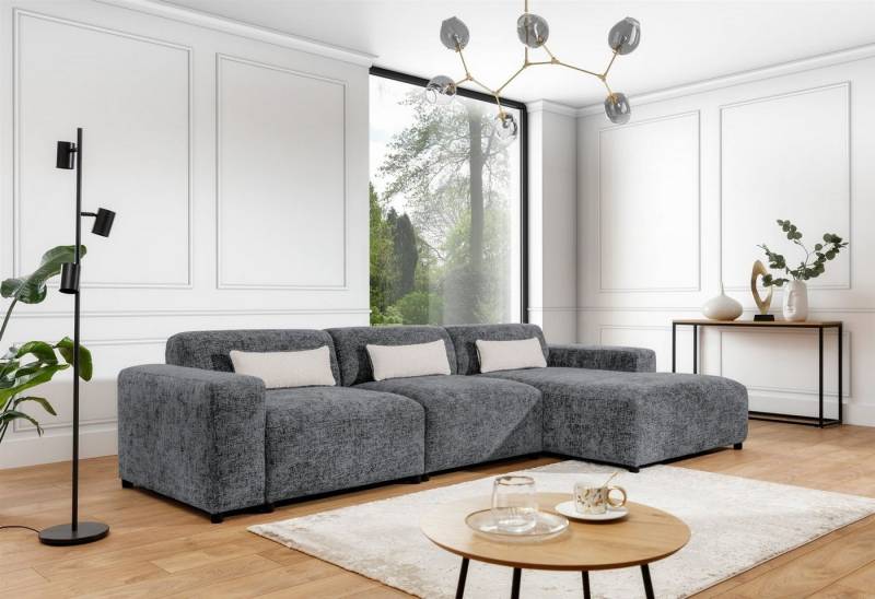 Fun Möbel Ecksofa Designersofa ROMY MAX in Stoff Enjoy Me, Ottomane rechts oder links, inkl. 3 Zierkissen von Fun Möbel