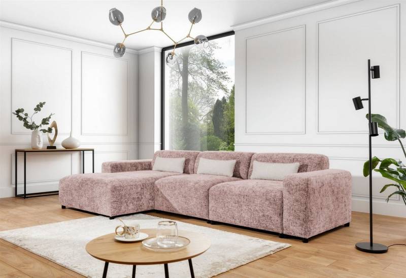 Fun Möbel Ecksofa Designersofa ROMY MAX in Stoff Enjoy Me, Ottomane rechts oder links, inkl. 3 Zierkissen von Fun Möbel