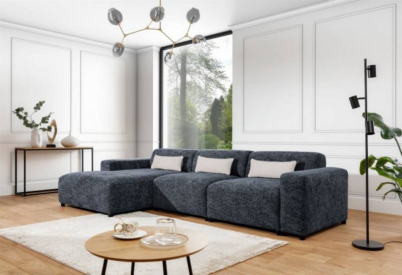 Fun Möbel Ecksofa Designersofa ROMY MAX in Stoff Enjoy Me, Ottomane rechts oder links, inkl. 3 Zierkissen von Fun Möbel