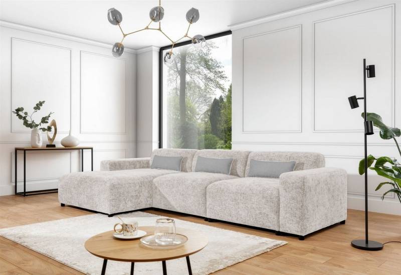 Fun Möbel Ecksofa Designersofa ROMY MAX in Stoff Enjoy Me, Ottomane rechts oder links, inkl. 3 Zierkissen von Fun Möbel