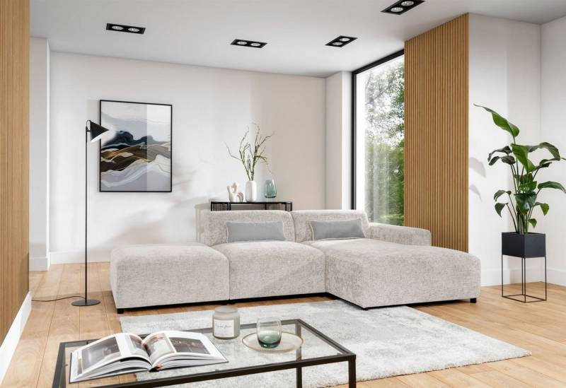 Fun Möbel Ecksofa Designersofa ROMY in Stoff Enjoy Me, Ottomane rechts oder links, inkl. 2 Zierkissen von Fun Möbel