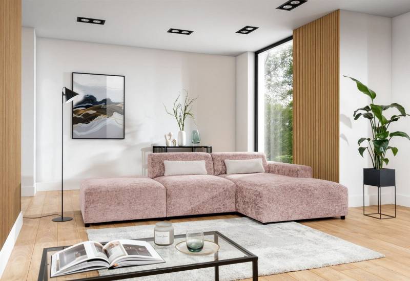 Fun Möbel Ecksofa Designersofa ROMY in Stoff Enjoy Me, Ottomane rechts oder links, inkl. 2 Zierkissen von Fun Möbel