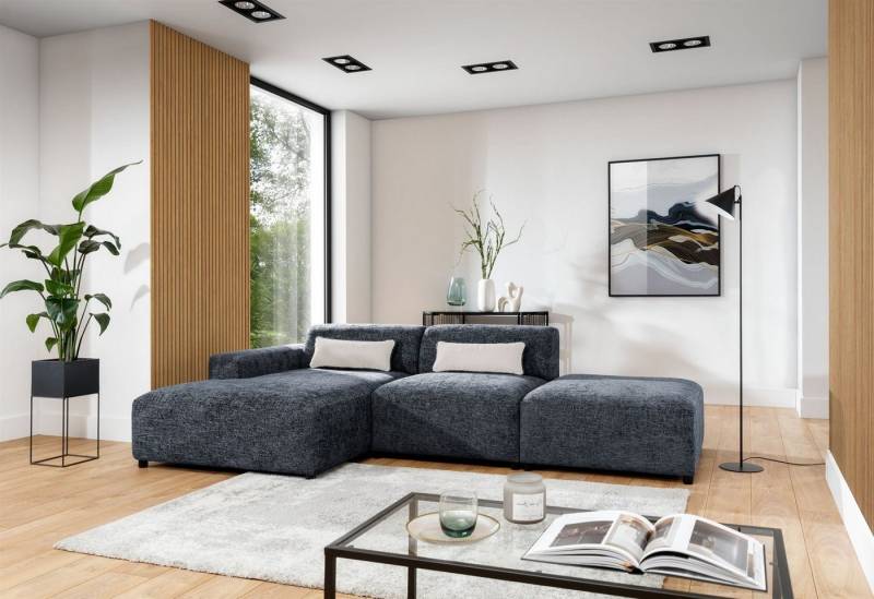 Fun Möbel Ecksofa Designersofa ROMY in Stoff Enjoy Me, Ottomane rechts oder links, inkl. 2 Zierkissen von Fun Möbel