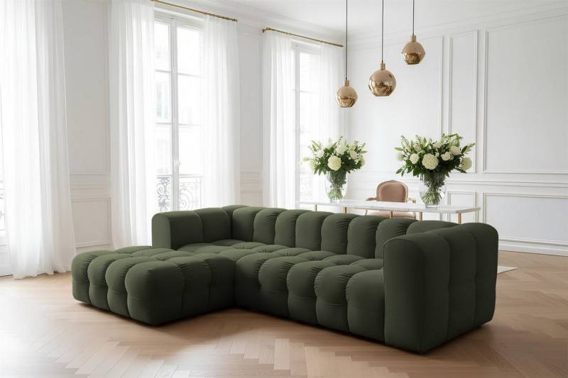 Fun Möbel Ecksofa Designersofa SOLVIE (290 cm), Stoff Moly oder Tiffani, Sofa-Rücken echt bezogen von Fun Möbel