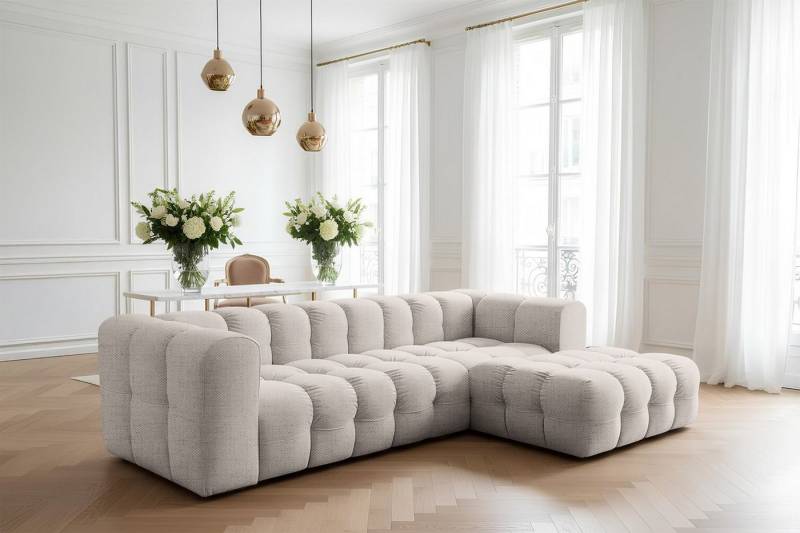 Fun Möbel Ecksofa Designersofa SOLVIE (290 cm), Stoff Moly oder Tiffani, Sofa-Rücken echt bezogen von Fun Möbel