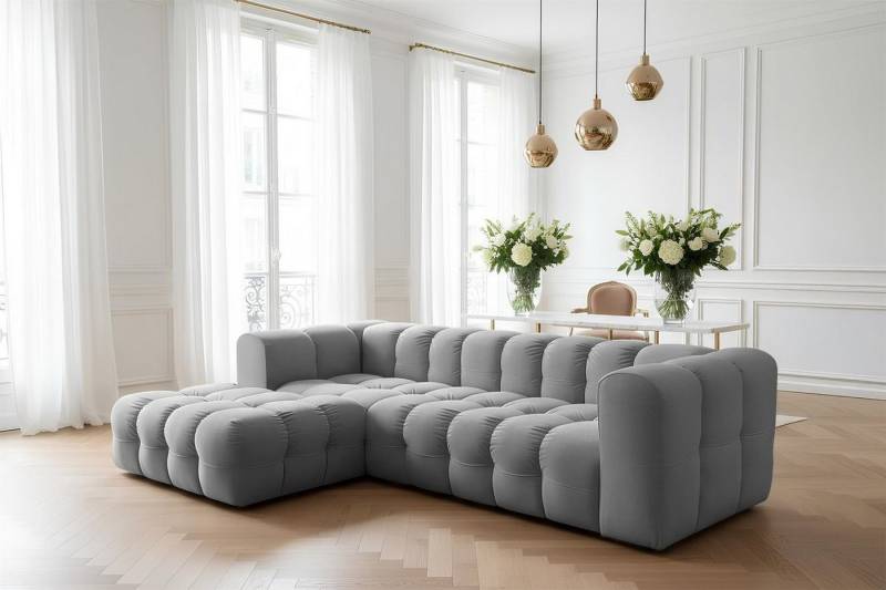 Fun Möbel Ecksofa Designersofa SOLVIE (290 cm), Stoff Moly oder Tiffani, Sofa-Rücken echt bezogen von Fun Möbel