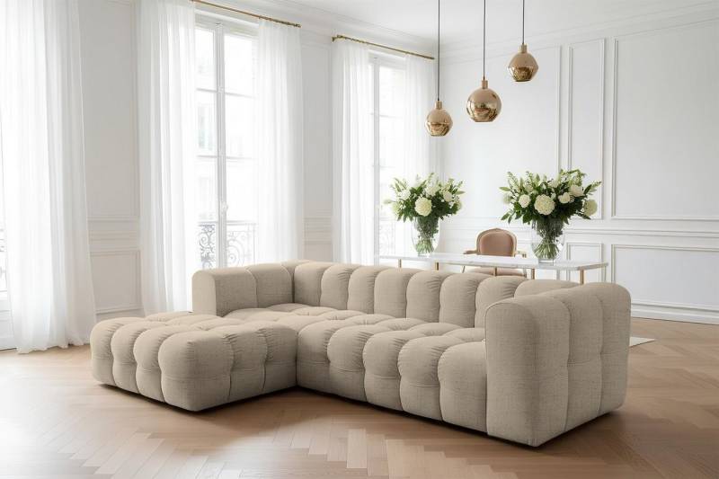 Fun Möbel Ecksofa Designersofa SOLVIE (290 cm), Stoff Moly oder Tiffani, Sofa-Rücken echt bezogen von Fun Möbel