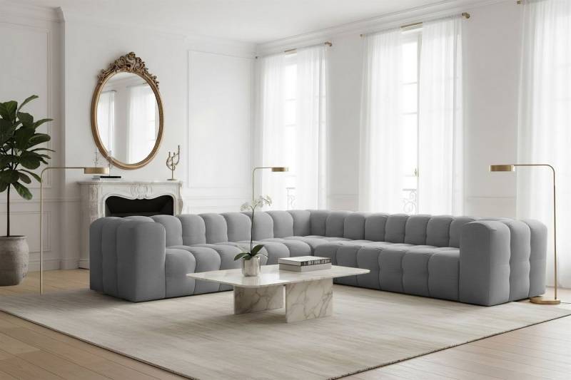 Fun Möbel Ecksofa Designersofa SOLVIE Universal (300cm), Stoff Moly oder Tiffani, Sofa-Rücken echt bezogen von Fun Möbel