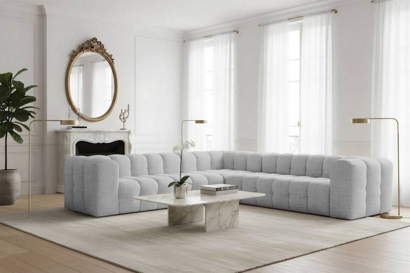 Fun Möbel Ecksofa Designersofa SOLVIE Universal (300cm), Stoff Moly oder Tiffani, Sofa-Rücken echt bezogen von Fun Möbel