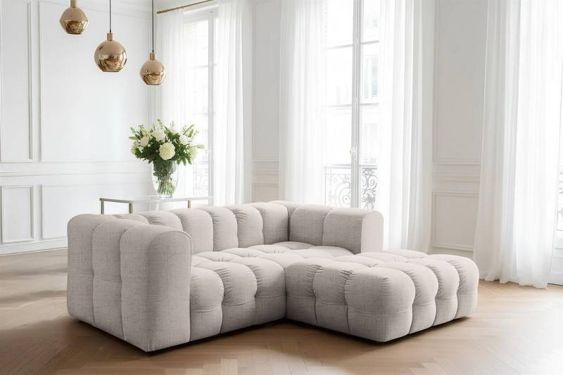 Fun Möbel Ecksofa Designersofa SOLVIE XS (239cm), Stoff Moly oder Tiffani, Sofa-Rücken echt bezogen von Fun Möbel