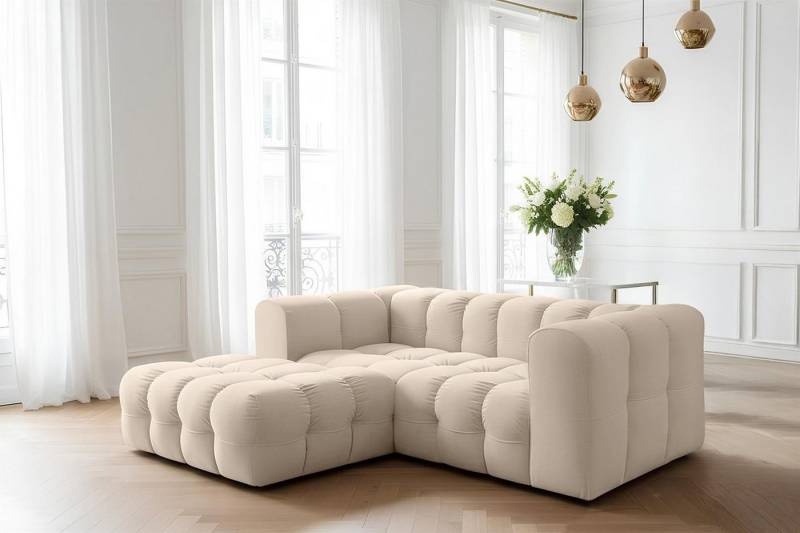 Fun Möbel Ecksofa Designersofa SOLVIE XS (239cm), Stoff Moly oder Tiffani, Sofa-Rücken echt bezogen von Fun Möbel