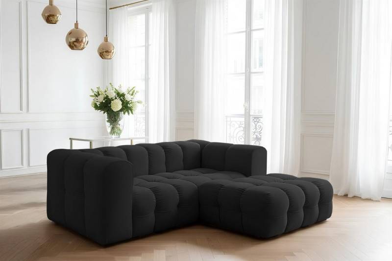 Fun Möbel Ecksofa Designersofa SOLVIE XS (239cm), Stoff Moly oder Tiffani, Sofa-Rücken echt bezogen von Fun Möbel
