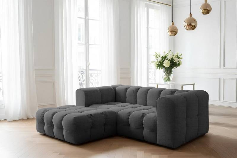 Fun Möbel Ecksofa Designersofa SOLVIE XS (239cm), Stoff Moly oder Tiffani, Sofa-Rücken echt bezogen von Fun Möbel