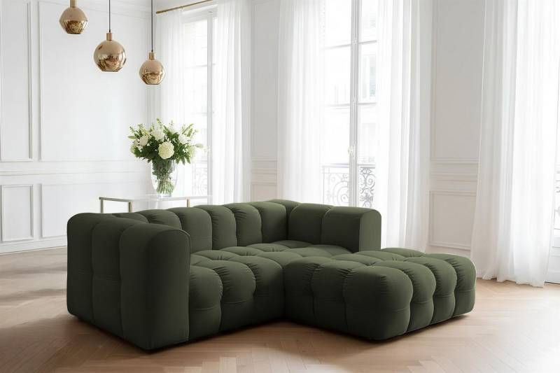 Fun Möbel Ecksofa Designersofa SOLVIE XS (239cm), Stoff Moly oder Tiffani, Sofa-Rücken echt bezogen von Fun Möbel
