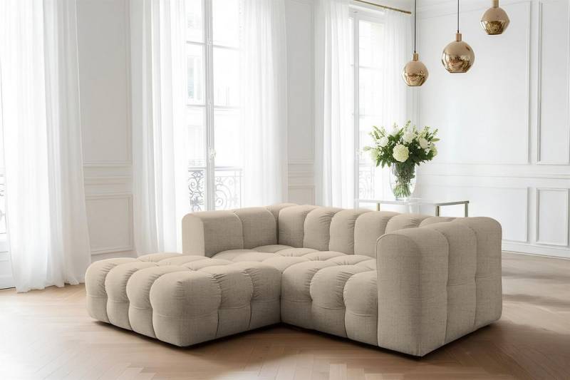 Fun Möbel Ecksofa Designersofa SOLVIE XS (239cm), Stoff Moly oder Tiffani, Sofa-Rücken echt bezogen von Fun Möbel