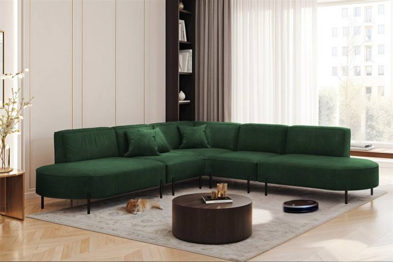Fun Möbel Ecksofa Designersofa Sofa FUN MALAGA Universal in Stoff, inkl. 3 Zierkissen, Rundumbezug von Fun Möbel