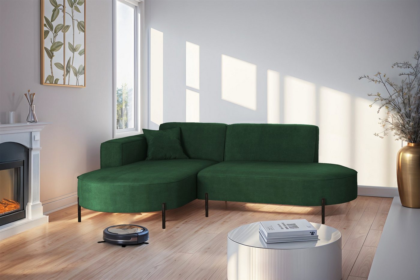 Fun Möbel Ecksofa Designersofa Sofa FUN MALAGA XS in Stoff Noel, Ottomane Links oder Rechts, Komforthöhe für Saugroboter Fun Möbel Ecksofa Designersofa Sofa FUN MALAGA XS in Stoff Noel, Ottomane Links oder Rechts, Komforthöhe für Saugroboter von Fun Möbel