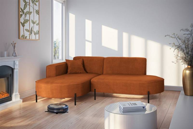 Fun Möbel Ecksofa Designersofa Sofa FUN MALAGA XS in Stoff Noel, Ottomane Links oder Rechts, Komforthöhe für Saugroboter von Fun Möbel