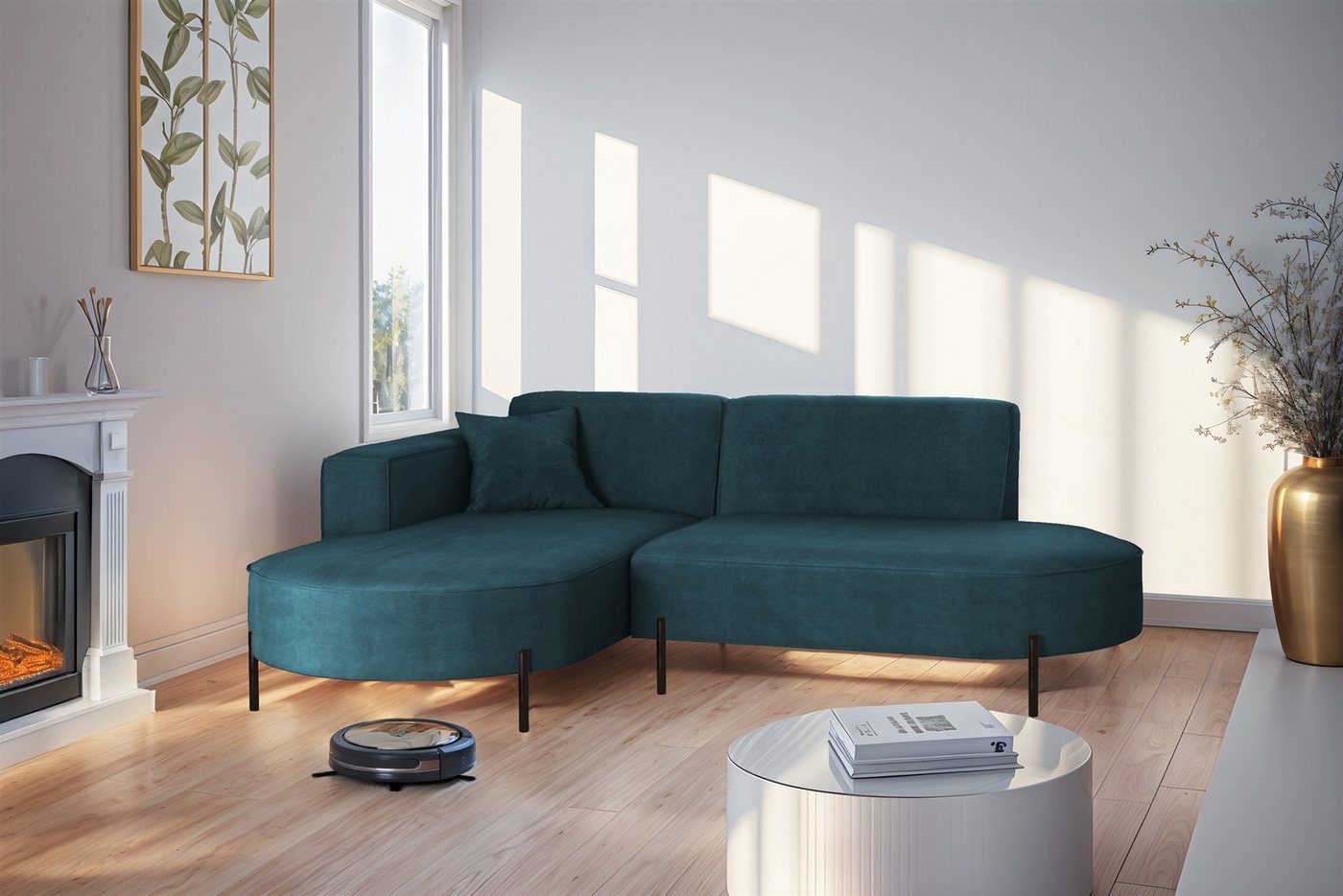 Fun Möbel Ecksofa Designersofa Sofa FUN MALAGA XS in Stoff Noel, Ottomane Links oder Rechts, Komforthöhe für Saugroboter Fun Möbel Ecksofa Designersofa Sofa FUN MALAGA XS in Stoff Noel, Ottomane Links oder Rechts, Komforthöhe für Saugroboter von Fun Möbel