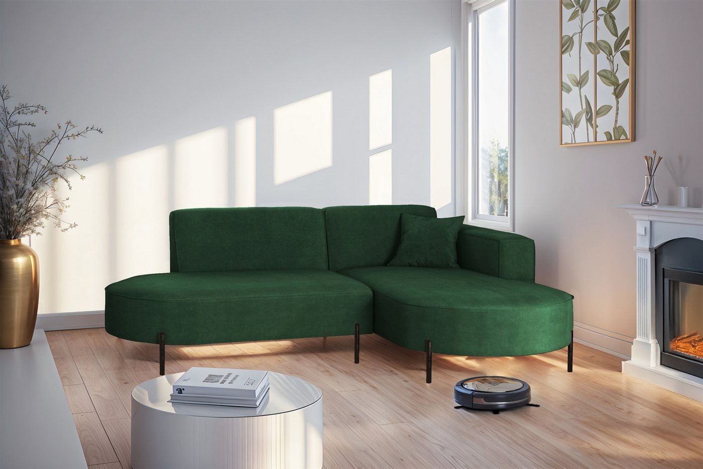 Fun Möbel Ecksofa Designersofa Sofa FUN MALAGA XS in Stoff Noel, Ottomane Links oder Rechts, Komforthöhe für Saugroboter Fun Möbel Ecksofa Designersofa Sofa FUN MALAGA XS in Stoff Noel, Ottomane Links oder Rechts, Komforthöhe für Saugroboter von Fun Möbel