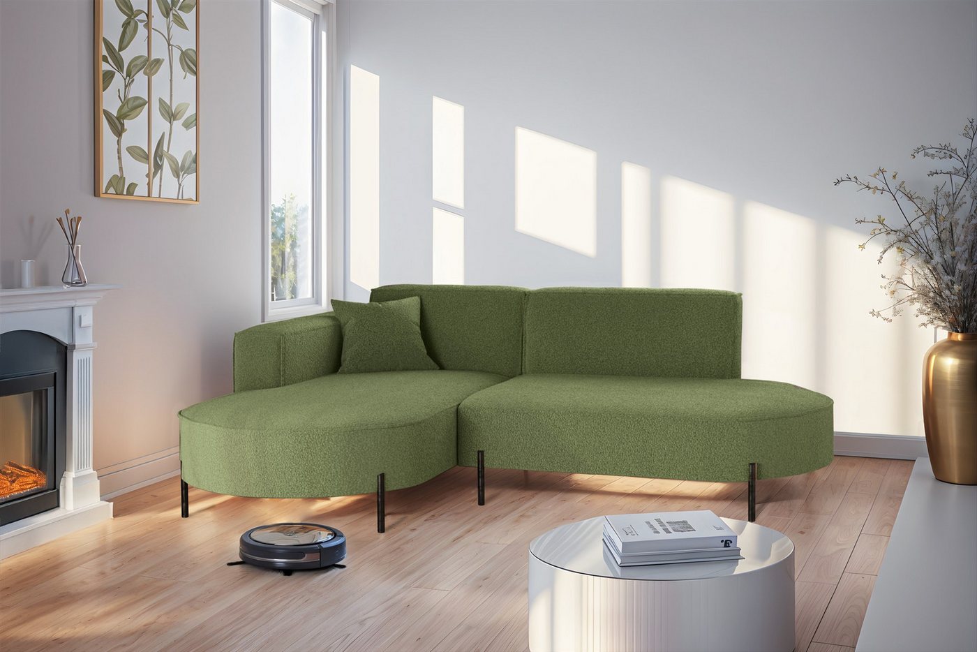 Fun Möbel Ecksofa Designersofa Sofa FUN MALAGA XS in Stoff Quelle, Ottomane Links oder Rechts, Komforthöhe für Saugroboter Fun Möbel Ecksofa Designersofa Sofa FUN MALAGA XS in Stoff Quelle, Ottomane Links oder Rechts, Komforthöhe für Saugroboter von Fun Möbel