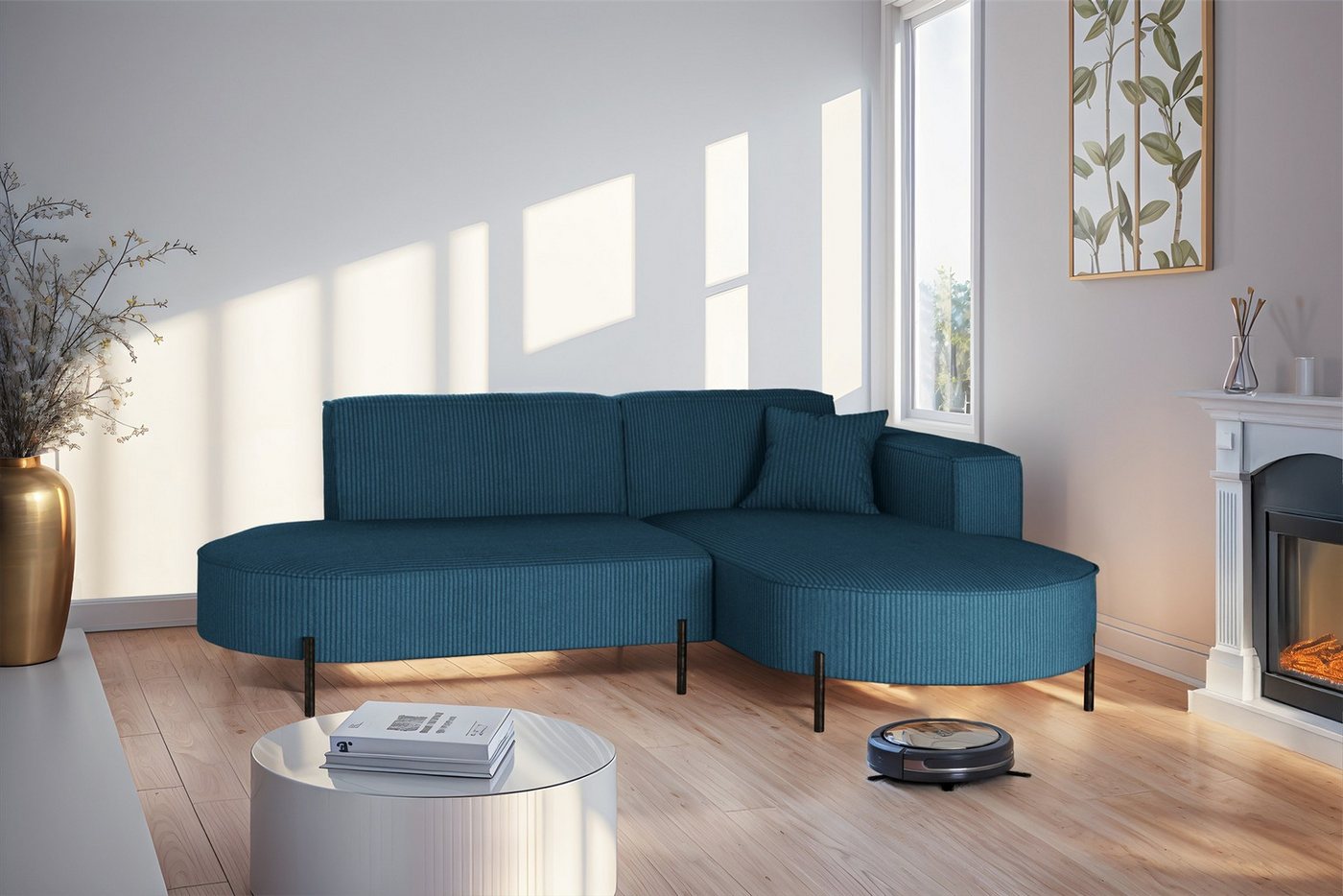 Fun Möbel Ecksofa Designersofa Sofa FUN MALAGA XS in Stoff Scala, Ottomane Links oder Rechts, Komforthöhe für Saugroboter Fun Möbel Ecksofa Designersofa Sofa FUN MALAGA XS in Stoff Scala, Ottomane Links oder Rechts, Komforthöhe für Saugroboter von Fun Möbel