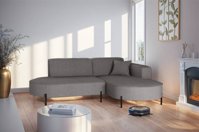 Fun Möbel Ecksofa Designersofa Sofa FUN MALAGA XS in Stoff Scala, Ottomane Links oder Rechts, Komforthöhe für Saugroboter von Fun Möbel