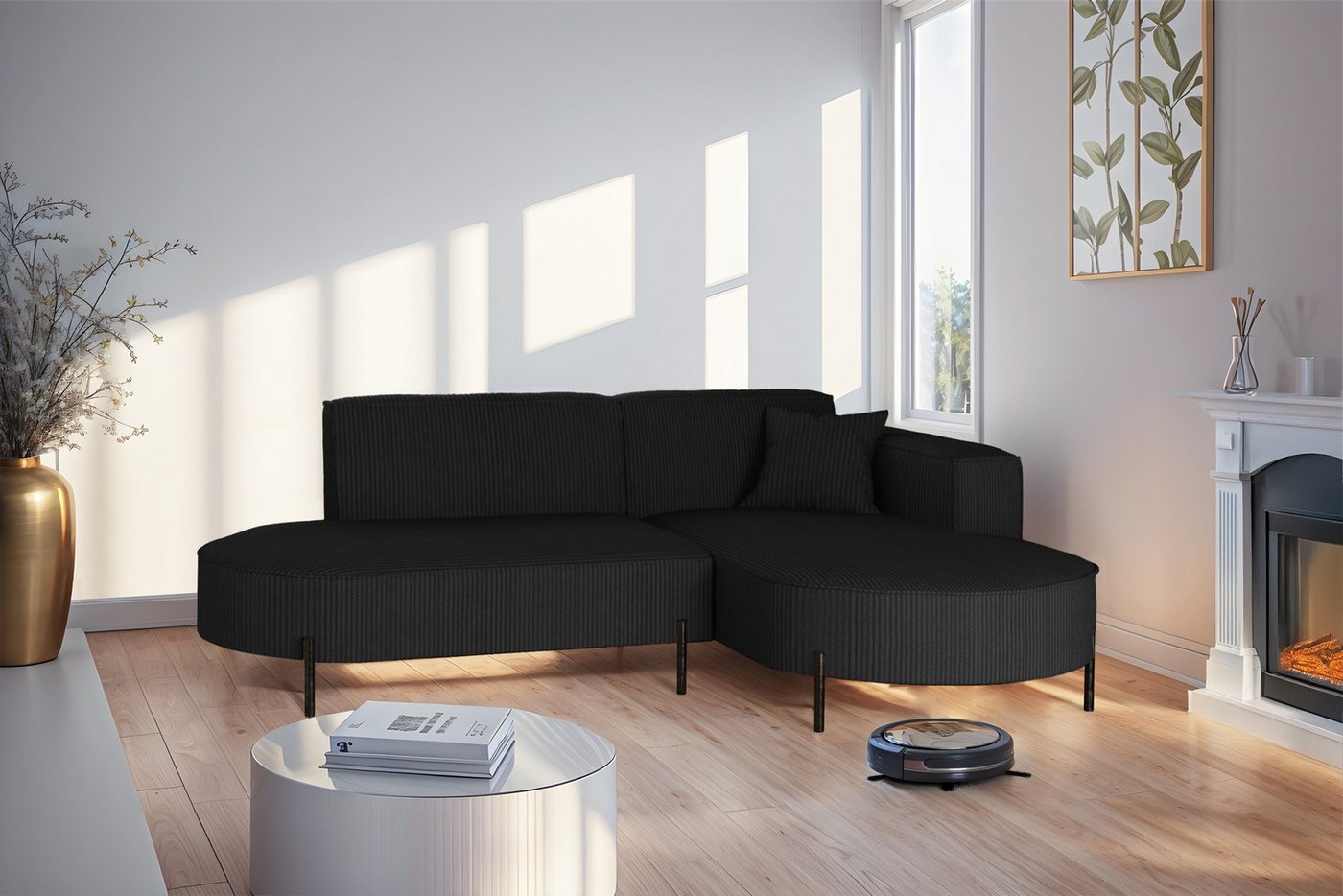 Fun Möbel Ecksofa Designersofa Sofa FUN MALAGA XS in Stoff Scala, Ottomane Links oder Rechts, Komforthöhe für Saugroboter Fun Möbel Ecksofa Designersofa Sofa FUN MALAGA XS in Stoff Scala, Ottomane Links oder Rechts, Komforthöhe für Saugroboter von Fun Möbel