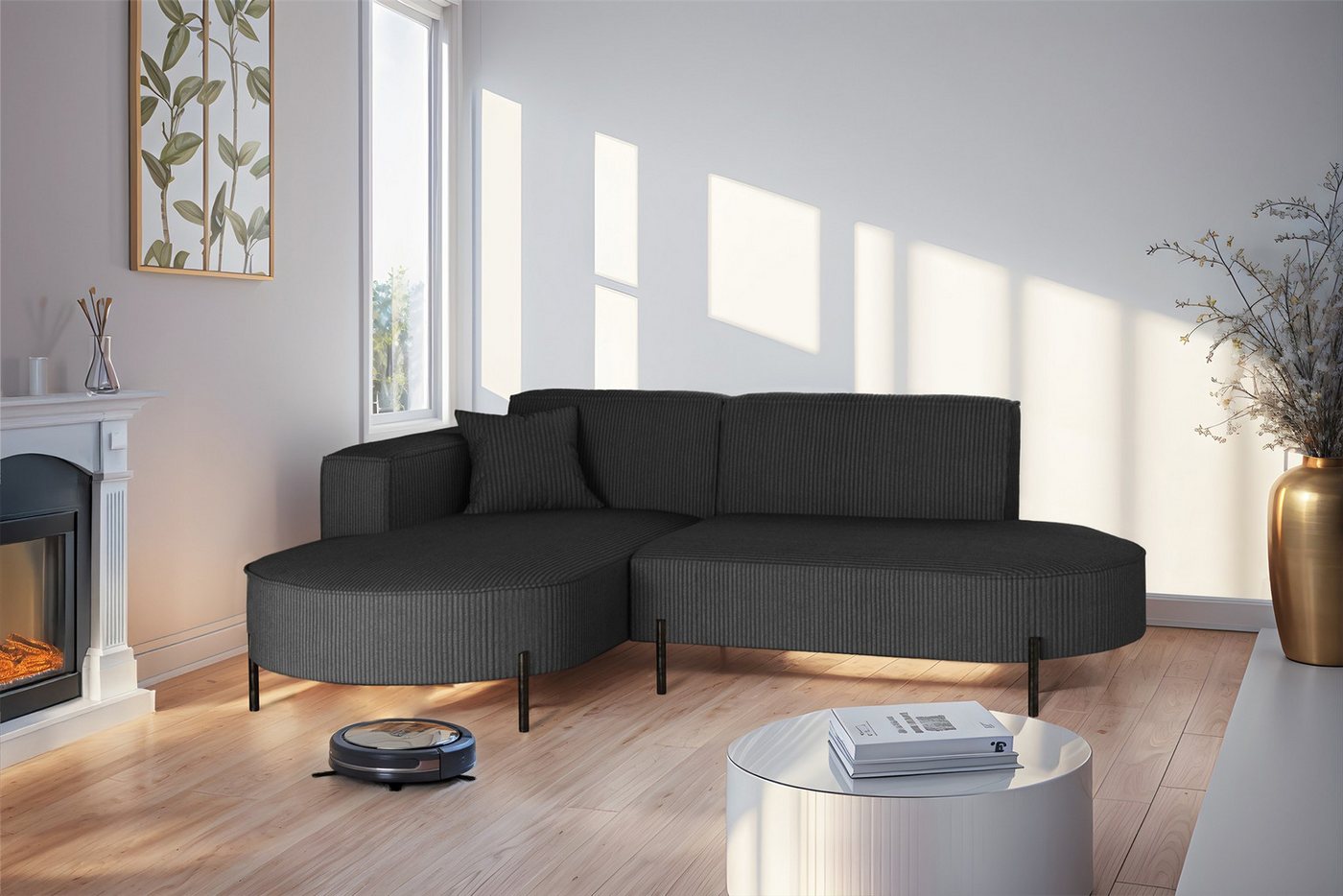Fun Möbel Ecksofa Designersofa Sofa FUN MALAGA XS in Stoff Scala, Ottomane Links oder Rechts, Komforthöhe für Saugroboter Fun Möbel Ecksofa Designersofa Sofa FUN MALAGA XS in Stoff Scala, Ottomane Links oder Rechts, Komforthöhe für Saugroboter von Fun Möbel
