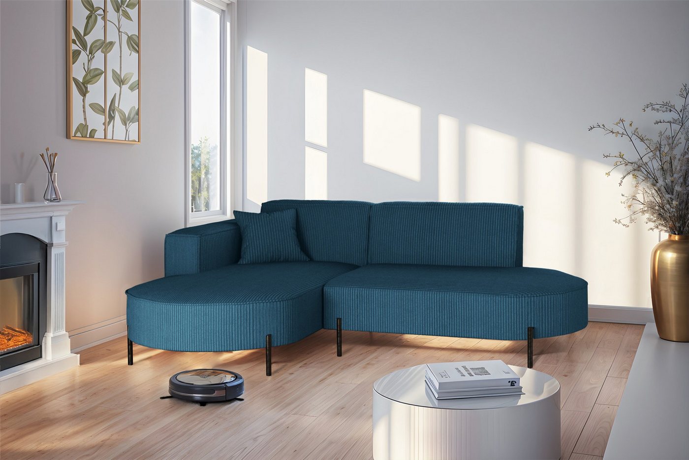 Fun Möbel Ecksofa Designersofa Sofa FUN MALAGA XS in Stoff Scala, Ottomane Links oder Rechts, Komforthöhe für Saugroboter Fun Möbel Ecksofa Designersofa Sofa FUN MALAGA XS in Stoff Scala, Ottomane Links oder Rechts, Komforthöhe für Saugroboter von Fun Möbel