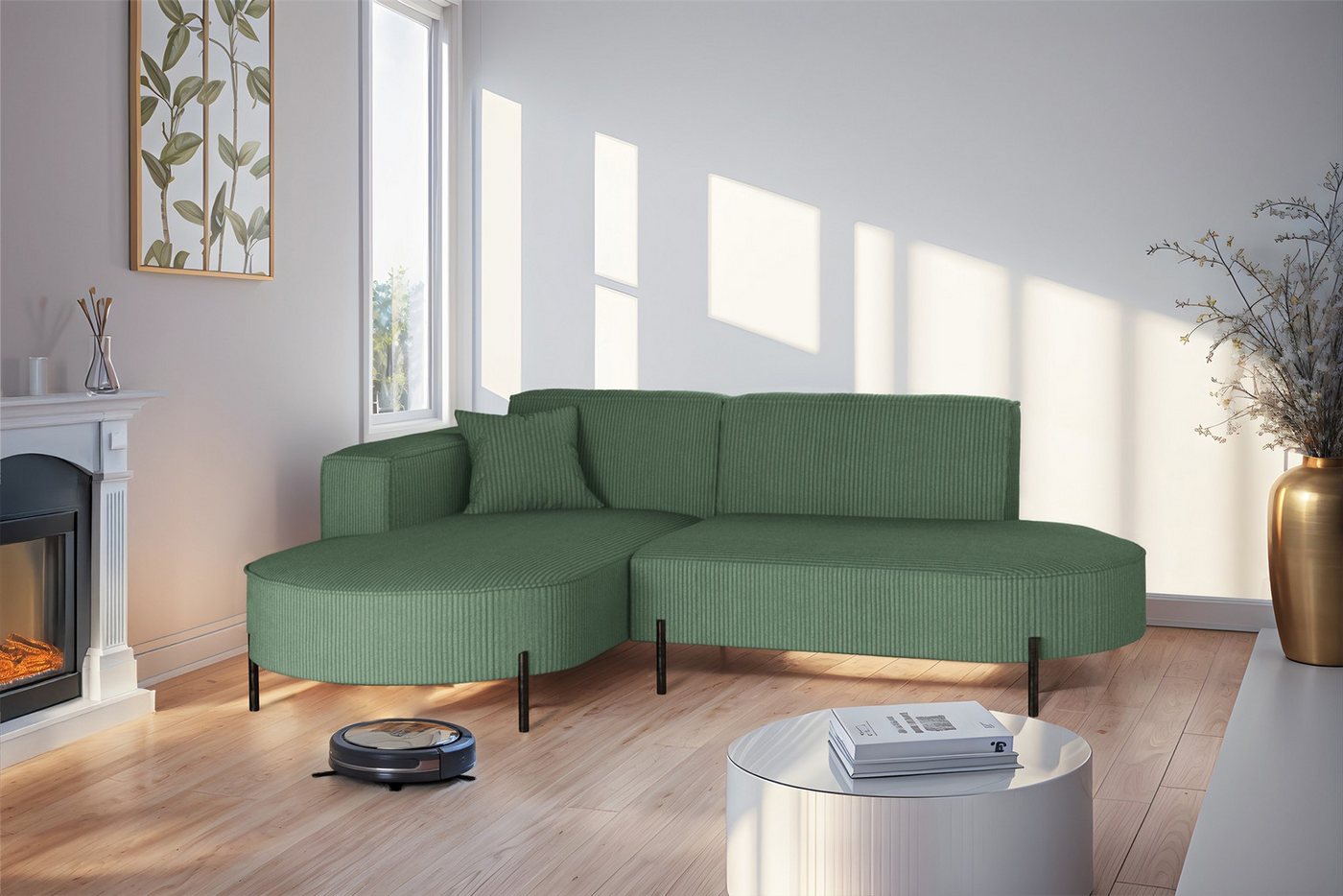 Fun Möbel Ecksofa Designersofa Sofa FUN MALAGA XS in Stoff Scala, Ottomane Links oder Rechts, Komforthöhe für Saugroboter Fun Möbel Ecksofa Designersofa Sofa FUN MALAGA XS in Stoff Scala, Ottomane Links oder Rechts, Komforthöhe für Saugroboter von Fun Möbel