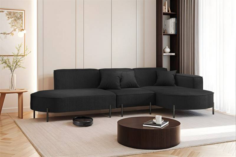 Fun Möbel Ecksofa Designersofa Sofa FUN MALAGA in Stoff Scala, Ottomane Rechts oder Links, Rundumbezug, inkl. 3 Zierkissen von Fun Möbel