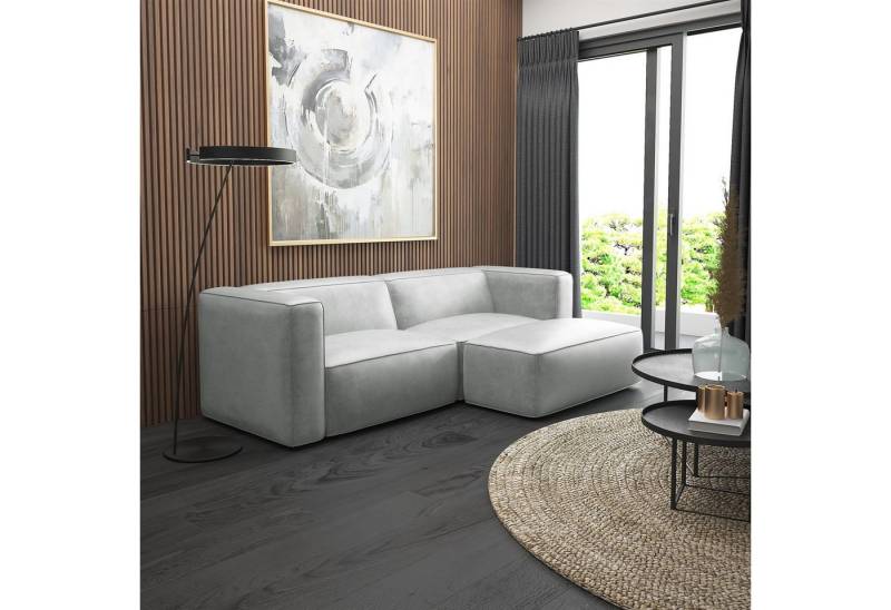Fun Möbel Ecksofa Designersofa Sofa HELMER XS in Stoff Pola, Ottomane Rechts oder Links, Rundumbezug von Fun Möbel