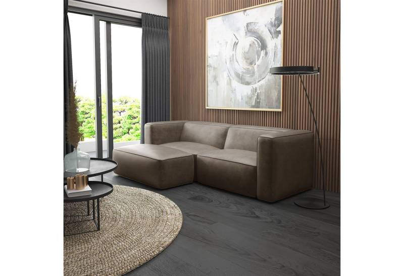 Fun Möbel Ecksofa Designersofa Sofa HELMER XS in Stoff Pola, Ottomane Rechts oder Links, Rundumbezug von Fun Möbel