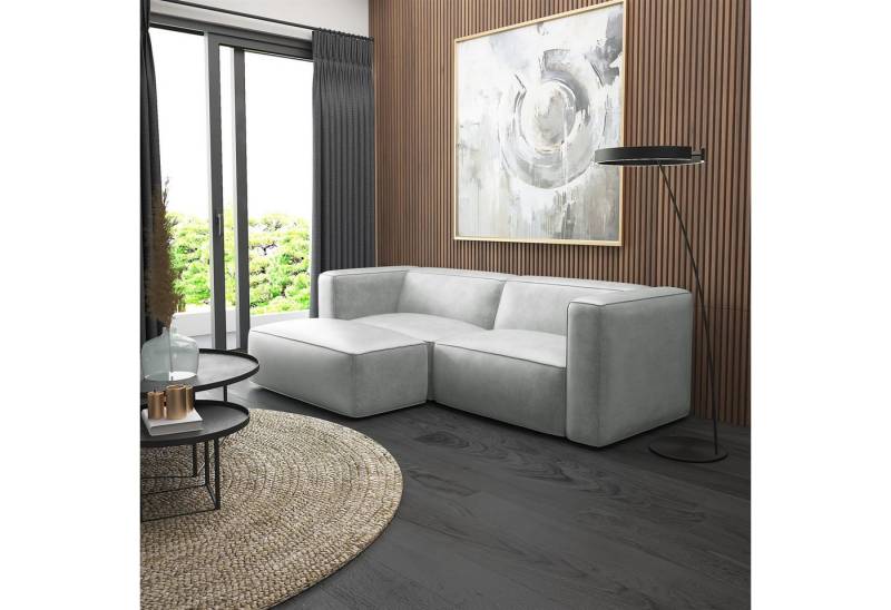 Fun Möbel Ecksofa Designersofa Sofa HELMER XS in Stoff Pola, Ottomane Rechts oder Links, Rundumbezug von Fun Möbel