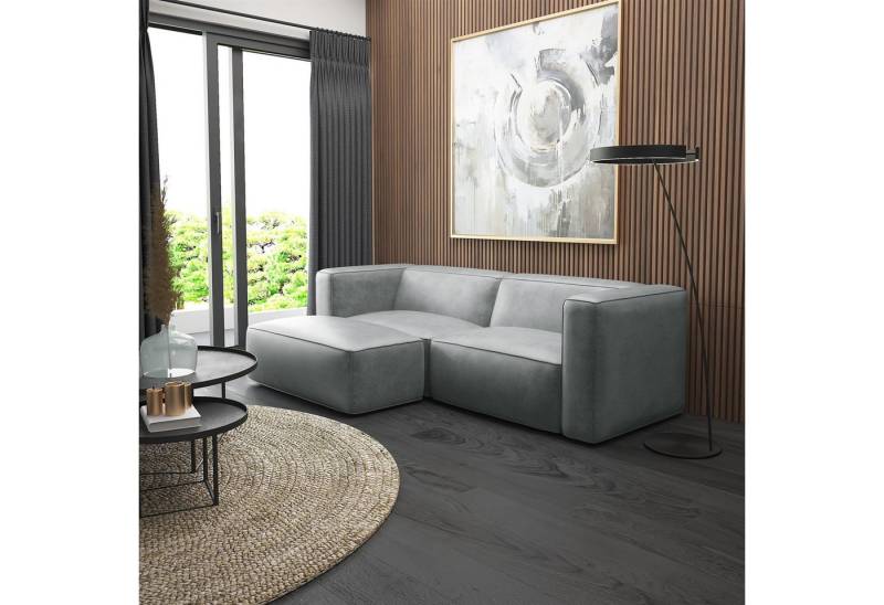Fun Möbel Ecksofa Designersofa Sofa HELMER XS in Stoff Pola, Ottomane Rechts oder Links, Rundumbezug von Fun Möbel