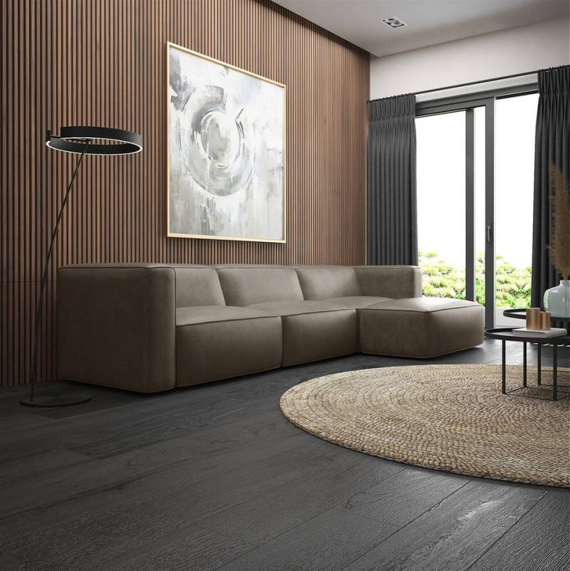 Fun Möbel Ecksofa Designersofa Sofa HELMER in Stoff Pola, Ottomane Rechts oder Links, Rundumbezug von Fun Möbel