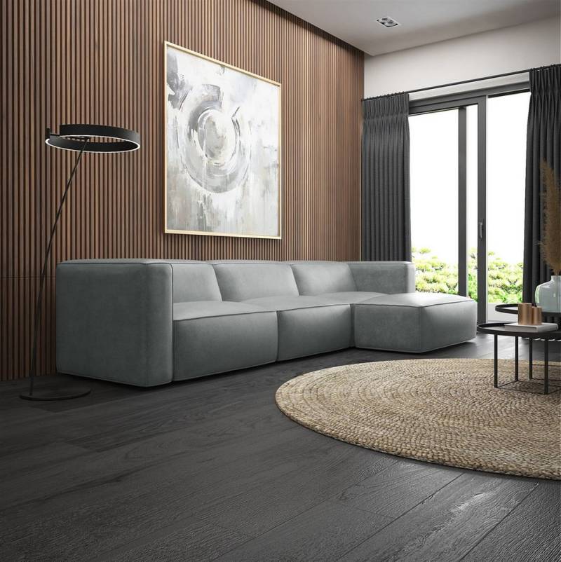 Fun Möbel Ecksofa Designersofa Sofa HELMER in Stoff Pola, Ottomane Rechts oder Links, Rundumbezug von Fun Möbel